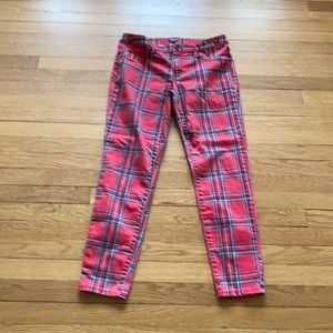 Red and black plaid jeans size 12